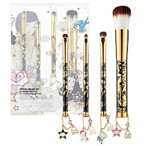 Tokidoki 24-Karat Edition Pittura Makeup Brush Set, Black/Gold - Picture 1 of 2